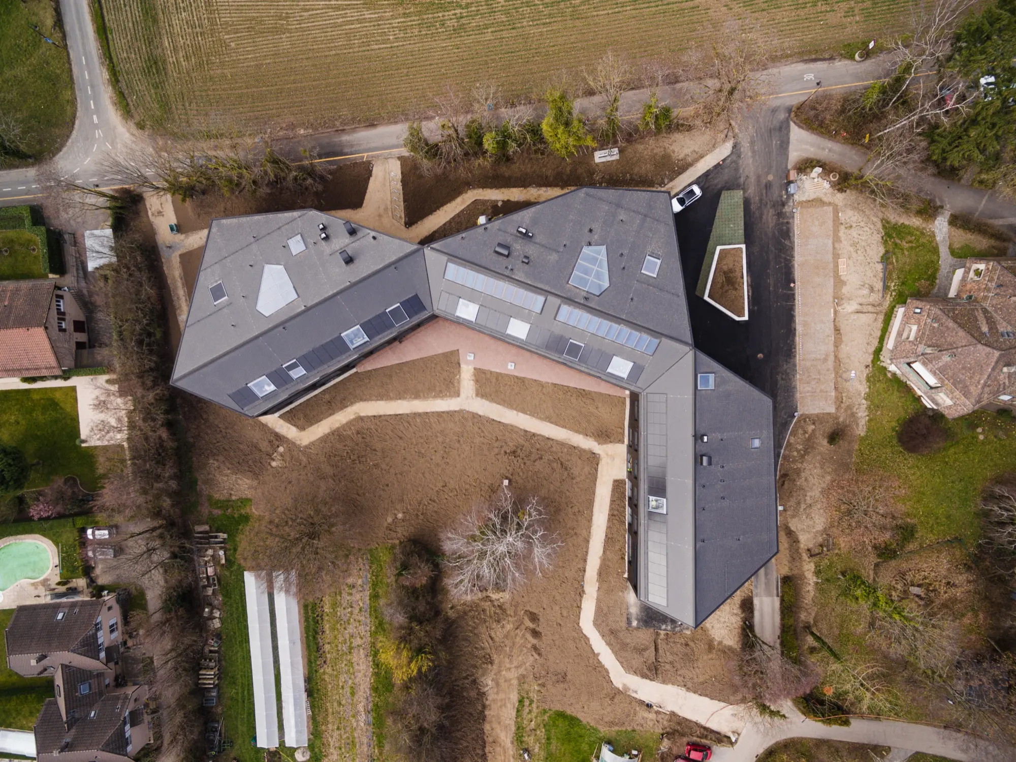 Fondation Perceval — vue aérienne du chantier.